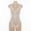 Cryptographic Backless halter lace bodysuit transparent female body hot sexy teddies 2019 jumpsuits women deep V sheer bodysuits