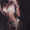 GACVGA 2019 Crystal Chain Sexy Bodysuit Women 3 Piece Set Embroidery Hollow Out Lace Bodysuit Jumpsuit Summer Romper Overalls