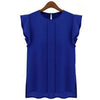 Solid Summer Women chiffon blouses casual loose sleeveless O-neck femme blusas Ruffles basic shirt tops 2019