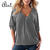 Plus Size 5XL Women Tops and Blouse 2019 Elegant Half Sleeve Black Solid V-Neck Zipper Shirt Female Loose Casual Blouses Blusas