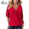 Plus Size 5XL Women Tops and Blouse 2019 Elegant Half Sleeve Black Solid V-Neck Zipper Shirt Female Loose Casual Blouses Blusas