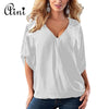 Plus Size 5XL Women Tops and Blouse 2019 Elegant Half Sleeve Black Solid V-Neck Zipper Shirt Female Loose Casual Blouses Blusas