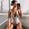 Cryptographic Backless halter lace bodysuit transparent female body hot sexy teddies 2019 jumpsuits women deep V sheer bodysuits