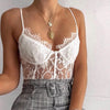 Lace Bodysuit for Women Sexy Sling V-Neck Sleeveless Backless Solid Color Bodysuits Ladies Slim Streetwear Bodysuits