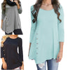 Plus Size 6XL Womens Tops and Blouses Autumn Long Sleeve Button Shirts Round Neck Solid Tees Tops Ladies Casual Loose Blouse