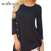 Plus Size 6XL Womens Tops and Blouses Autumn Long Sleeve Button Shirts Round Neck Solid Tees Tops Ladies Casual Loose Blouse