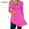 Plus Size 6XL Womens Tops and Blouses Autumn Long Sleeve Button Shirts Round Neck Solid Tees Tops Ladies Casual Loose Blouse