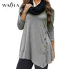 Plus Size 6XL Womens Tops and Blouses Autumn Long Sleeve Button Shirts Round Neck Solid Tees Tops Ladies Casual Loose Blouse