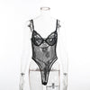 Cryptographic hot sale sheer lace bodysuit women backless transparent mesh bow sexy jumpsuit 2019 catsuit straps bodysuits thong