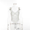 Cryptographic hot sale sheer lace bodysuit women backless transparent mesh bow sexy jumpsuit 2019 catsuit straps bodysuits thong