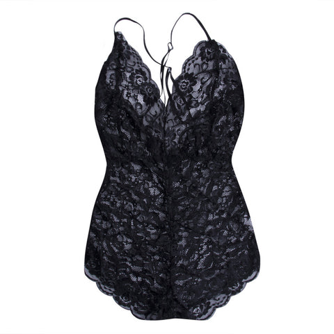 Sexy Womens Plus Size Lace Babydoll  skinny solid  Bodysuit