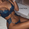 GACVGA 2019 Crystal Chain Sexy Bodysuit Women 3 Piece Set Embroidery Hollow Out Lace Bodysuit Jumpsuit Summer Romper Overalls
