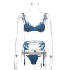 GACVGA 2019 Crystal Chain Sexy Bodysuit Women 3 Piece Set Embroidery Hollow Out Lace Bodysuit Jumpsuit Summer Romper Overalls